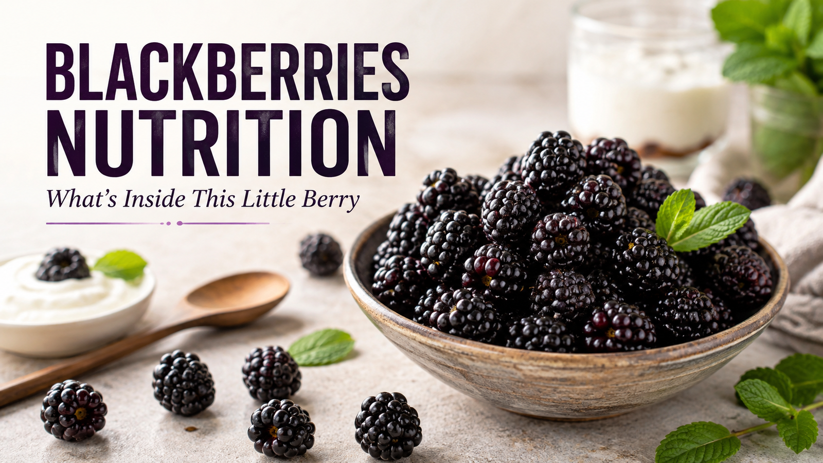 Fresh blackberries with key nutrients that support a healthy diet.