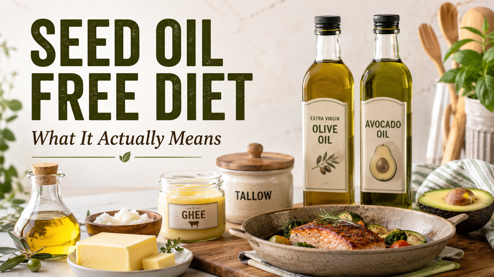 Seed oil-free foods and cooking choices for a balanced, whole-food diet.