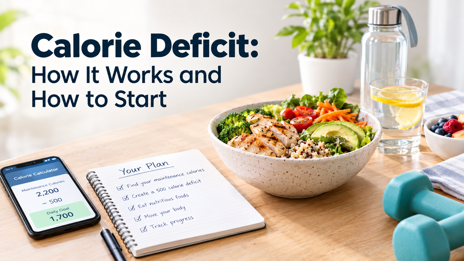 Calorie deficit guide explaining how it works and how to start with simple tips for healthy, sustainable weight management.