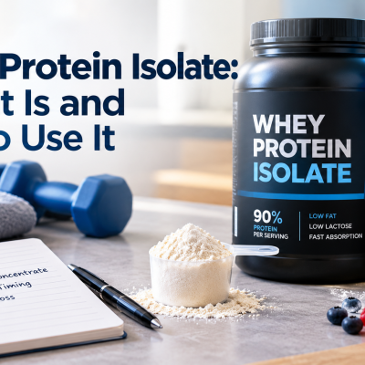 Whey protein isolate guide explaining its benefits, nutritional value, and how to use it for muscle growth and recovery.