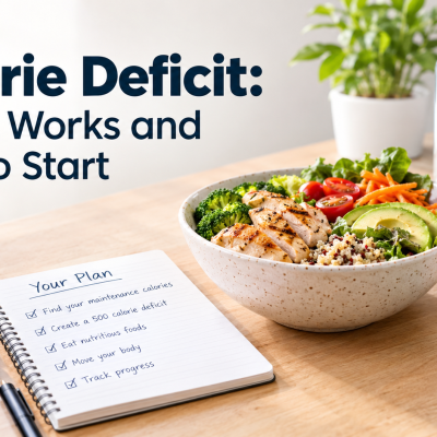 Calorie deficit guide explaining how it works and how to start with simple tips for healthy, sustainable weight management.